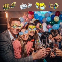 16 Pack Novelty Sunglasses for Adults – Fun Party Eyeglasses & Photo Booth Props