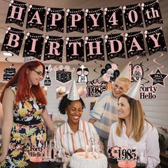 40th Birthday Decorations For Women Rose Gold 40 Year Old Birthday Banners Hangi