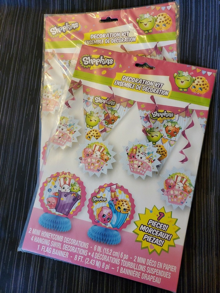 Shopkins Decoration Kit 7 Piece Birthday Decorating Party Supplies (set of 2)
