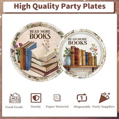 Stylish Book-Themed Tableware for Birthday & Club Parties – 96 Count