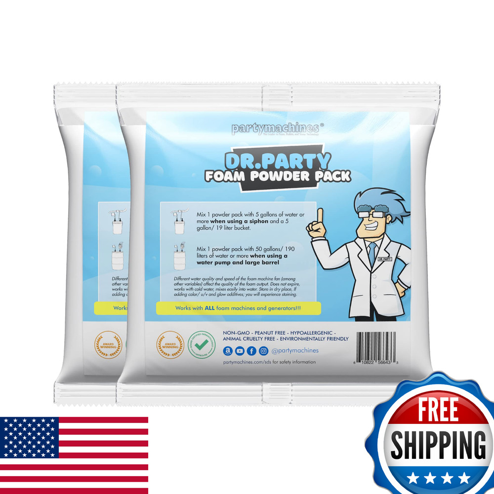 Dr. Party Foam Powder Pack 2 Makes 240 Gallons Foam Party Fun Foam Machine Suppl