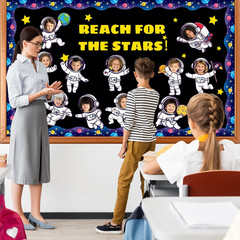 80Pcs Outer Space Cutouts Back to School Decorations Bulletin Board Astronaut Pa