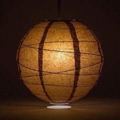 Quasimoon 16″ Brown Round Paper Lantern, Crisscross Ribbing, Hanging Decorati…