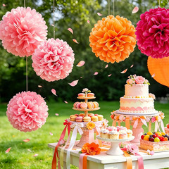 Party Tissue Pom Poms