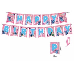Lilli & Stitch Pink Birthday Party Decorations Banner Tablecloth Balloons Etc
