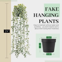 Der Rose 1Pcs Fake Plants Hanging Artificial Potted Faux Eucalyptus Grey