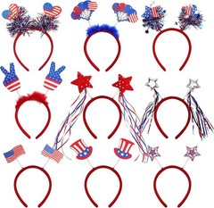 Comfortable 9PCS American Flag Headbands for Fun July 4th Celebrations