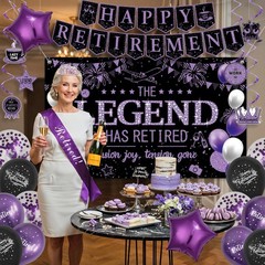 Retirement Party Decorations Women, Black and Purple Happy Retirement Banner …