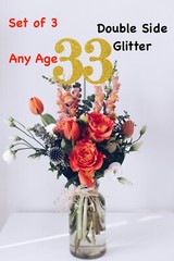 33rd Birthday Decoration Centerpiece Party Favors (SET OF 3) 20 Colors Available