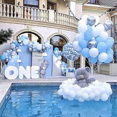 Light Blue Balloons 140 pcs Different Sizes of 18 12 10 5 Inch Baby Blue-y4