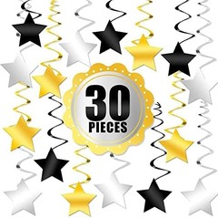KatchOn, Black Gold and Silver Star Hanging Swirls- Pack of 30, No DIY | Star…
