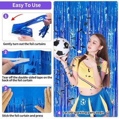 Blue Streamers Party Decorations 3.3×8.2ft, 2 Pack Dark
