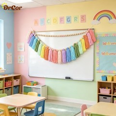 DrCor Pastel Rainbow Tassel Garland – Teacher Classroom Decor, Bulletin Board…