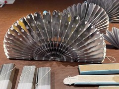 Silver, White, Teal, Polka Dot, Striped, Hanging Celebratory Paper Fans18pcs(C)