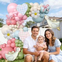 One Silly Goose Balloon Arch Kit 154Pcs Pink Sage Green Blue Balloons Garland…