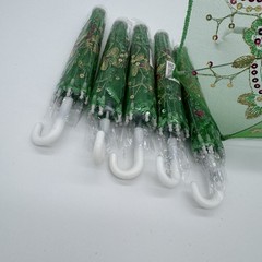 Thy Collectibles 6 Mini Lace Umbrella Parasols W/ Sequins Party 11.6” Green New