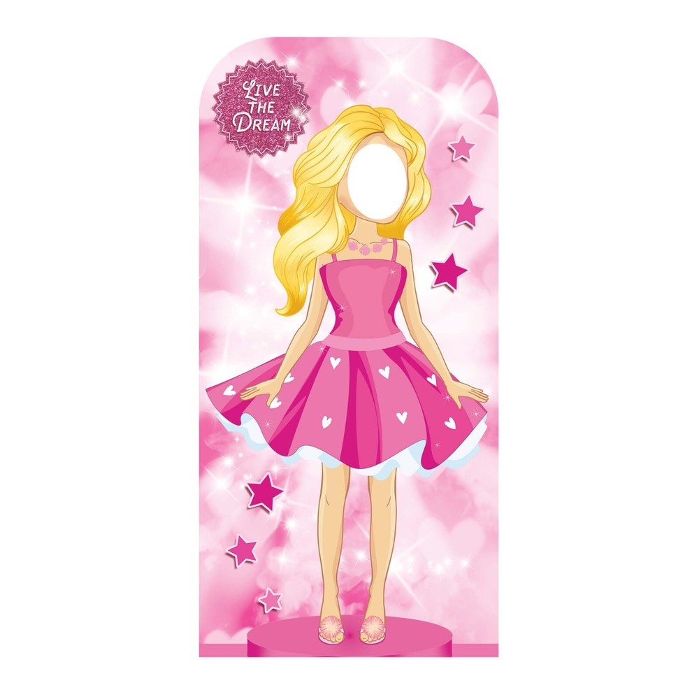 Pink Doll Lifesize Stand-In Cardboard Cutout / Standee – Great for party photos