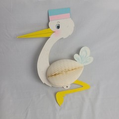 Vintage Baby Shower Honeycomb Hallmark Stork Tissue Paper & Cardstock Decoration