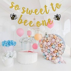So Sweet to Bee One Banner, Bumble Bee Theme Baby Shower Party Decorations, 1…