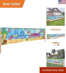 Large Hello Summer Banner – 118×20 Tropical Décor for Unforgettable Gatherings
