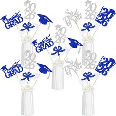 24 PCS Blue Silver Class Of 2026 Graduation Centerpiece Sticks Table Decor