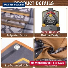Train Party Decorations Backdrop Set with Track Runner, Retro Locomotive Door Ba