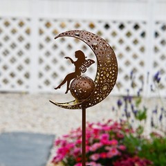 Solar Fairy Moon Garden Stake Light Iron Frame for Outdoor Garden Decor