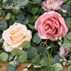 Flower Garland Decorations, 6.07Ft Pink Floral Rose Garland, Artificial