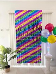 Rainbow Foil Fringe Curtain Sequin Backdrop Party Decorations 1x2m Colourful