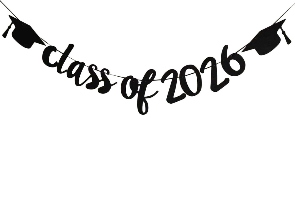 2026 Graduation Banners Party Decorations, Black Class Standard, 2026
