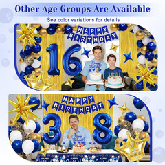 16Th Birthday Decorations for Boys, Navy Blue Gold Happy 16 Birthday Party