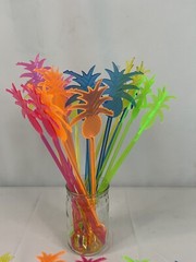 25 Pineapple Swizzle Sticks 9.5″ tall 5 Colors Adult Beverages Cocktail Tiki