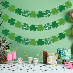 OHOME St Patricks Day Decorations – 40 Pack Shamrock Clover 32.8ft, Green