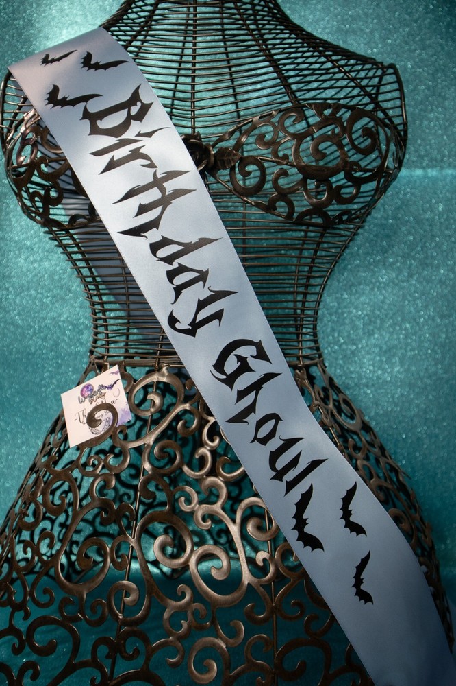 NEW Birthday Ghoul with bats Sash Gothic Party Sash Fit up to 4XL