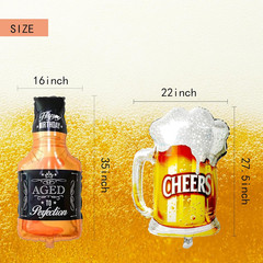 Whiskey Bottle and Beer Cup Balloons Foil Balloon for Summer Party Beer Festival