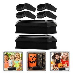 6 Pcs Plastic Miniature Coffin Boxes Halloween Candy Treat Boxes Lid