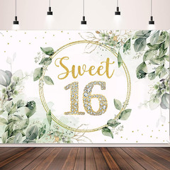 Sweet 16 Birthday Decorations for Girls Sage Green Happy 16th Birthday Backdrop