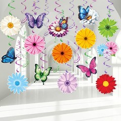 Flower Hanging Swirl Decorations – 36 Pcs Spring Floral Butterflies Ceiling H…