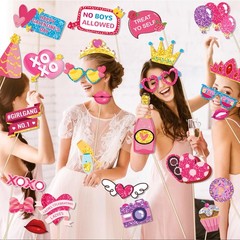 25 PCS BFF Festival Photo Booth Props Girls Theme Party Decoration
