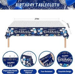 149PCS Blue Silver Birthday Party Decorations,Backdrop, Balloon Arch/Garland Kit