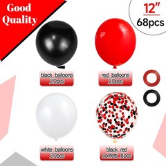 68Pcs Red Black White Latex Balloons 12 Inch with Black Red Confetti Balloons…