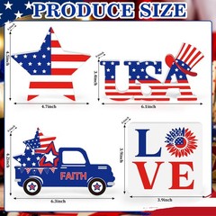 4th of July Decorations 4 Pcs Patriotic Decorations USA Independence Day Memo…
