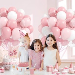 60pcs Light Pink Balloons with Clear Pastel Pink and White Pearl Pink White