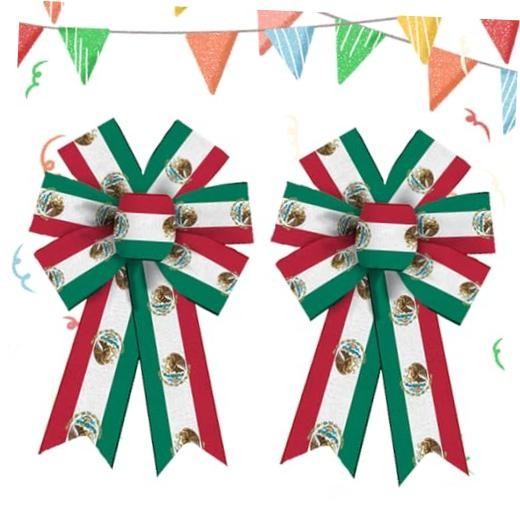 Hying Cinco de Mayo Bows for Wreath – Mexican Fiesta – 2 Pieces Bandera