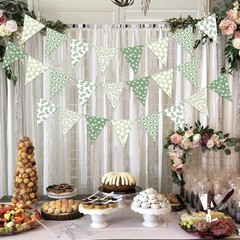 3pcs Sage Green Floral Triangle Bunting Banners Boho Greenery Pennant Flags f…
