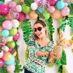 151PCS Tropical Balloons Arch Garland Kit, Green Hot Pink Confetti Latex Ball…