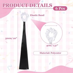 Rainbow Dance Ribbons, Wrist Streamers 6 Pcs & White & Black