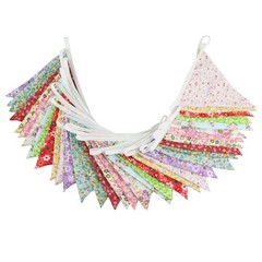 10M/32Ft Triangle Bunting Banner, 36 Pcs Cotton Fabric Flags Pennant Colorful
