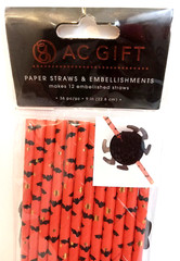 AC Gift Halloween 12 Paper Straws And Embellishments Makes 12 Embellished Straws