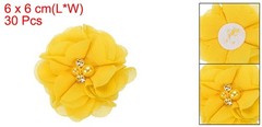 30Pcs 2″ Chiffon Flowers with Rhinestone Pearl Sewing Fabric Flowers, Yellow
